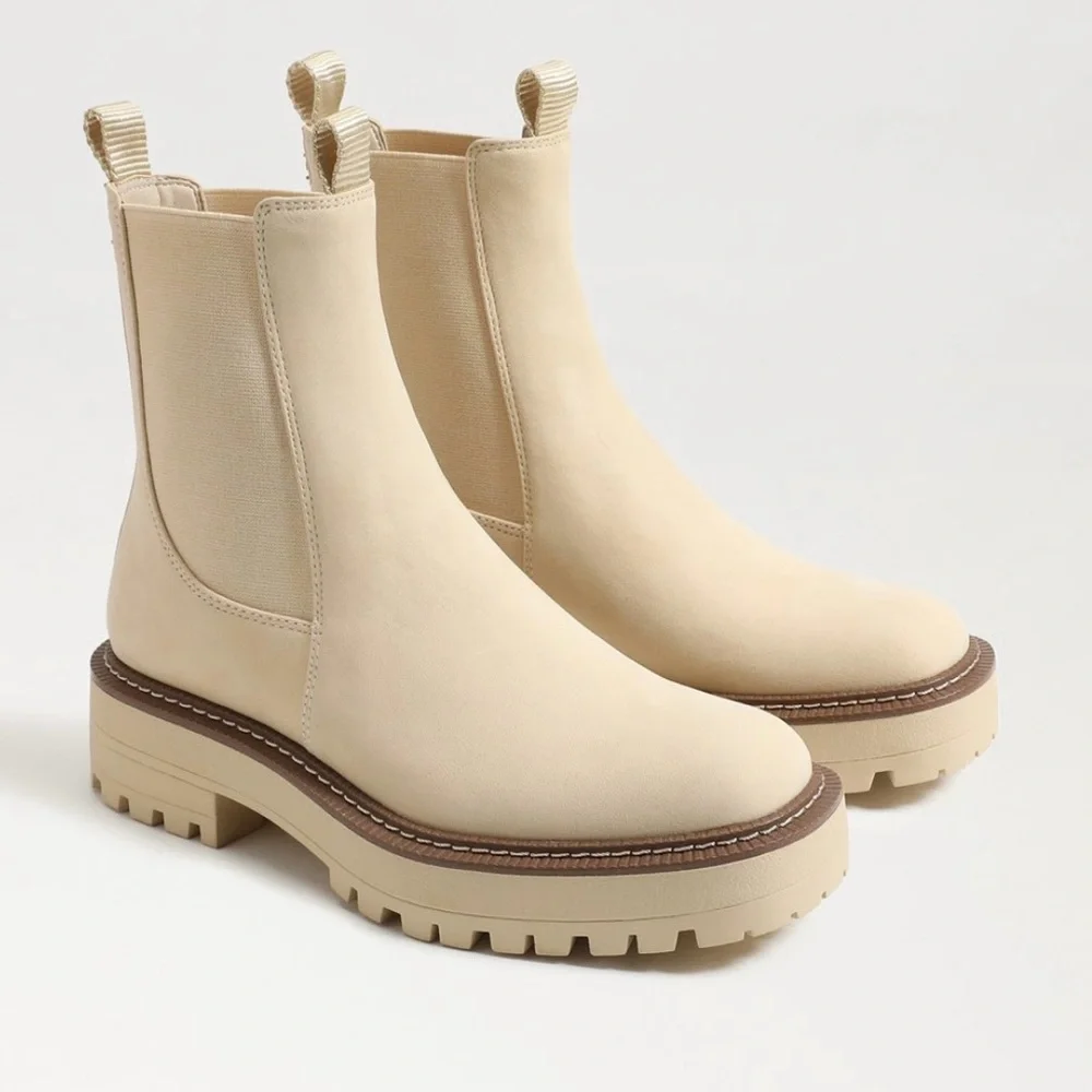 Sam Edelman Laguna Banana Cream Suede Chelsea Ankle Boots with Lug Sole Sz. 6.5 - Picture 2 of 10